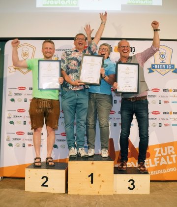 Siegerfoto der Wertungsgruppe Fruchtbiere, Kategorie Hobbybrauerei