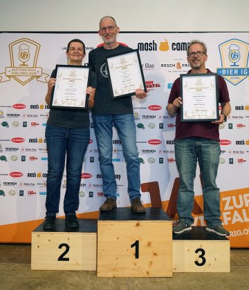 Siegerfoto der Wertungsgruppe Modern Style IPAs, Kategorie Hobbybrauerei