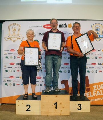Siegerfoto der Wertungsgruppe Leichte Lagerbiere und Münchner Helle, Kategorie Hobbybrauerei