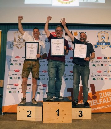 Siegerfoto der Wertungsgruppe Stouts und Porter, Kategorie Hobbybrauerei